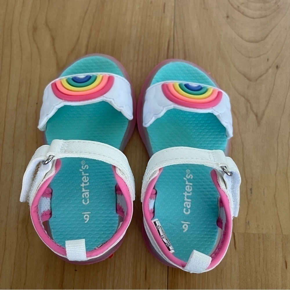 Nwot Carters Dreamy Girls Rainbow Light Up Sandals - Picture 6 of 8
